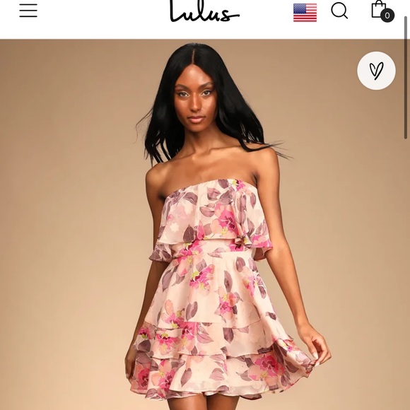 LULUS STRAPLESS FLORAL DRESS PINK MINI DRESS COCKTAIL - Picture 2 of 4